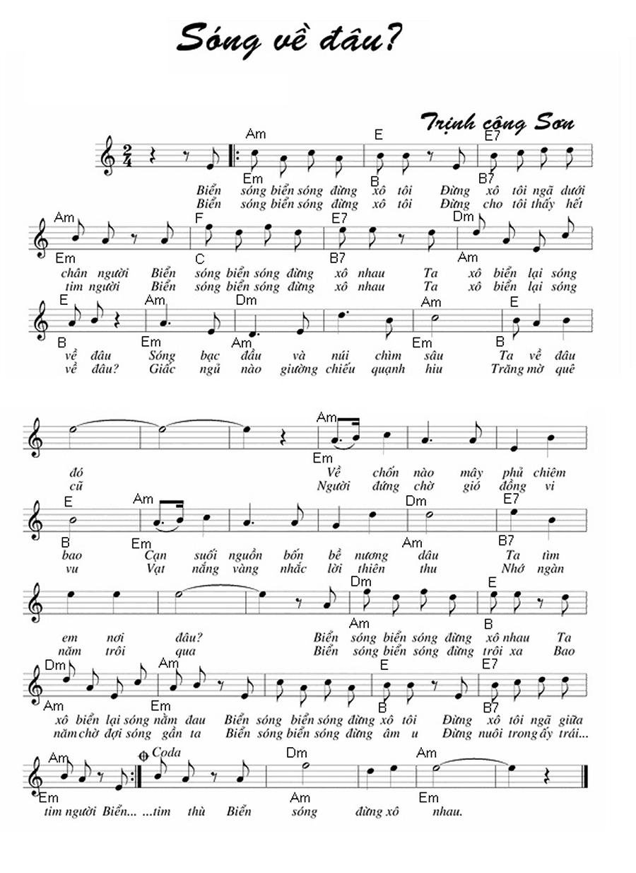 Sheet nhạc Sóng Về Đâu